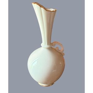 Rare Lenox Fluted Bud Vase Vintage Ivory Porcelain Gold Trim MCM Made in USA